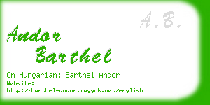 andor barthel business card